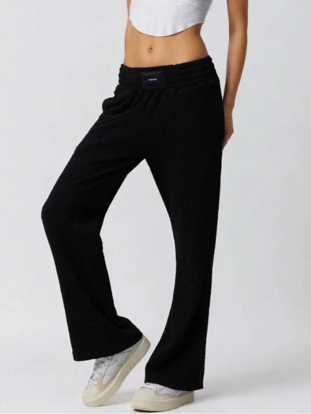 TALENTLESS Black Elastic-Waist Wide Leg Sweatpants